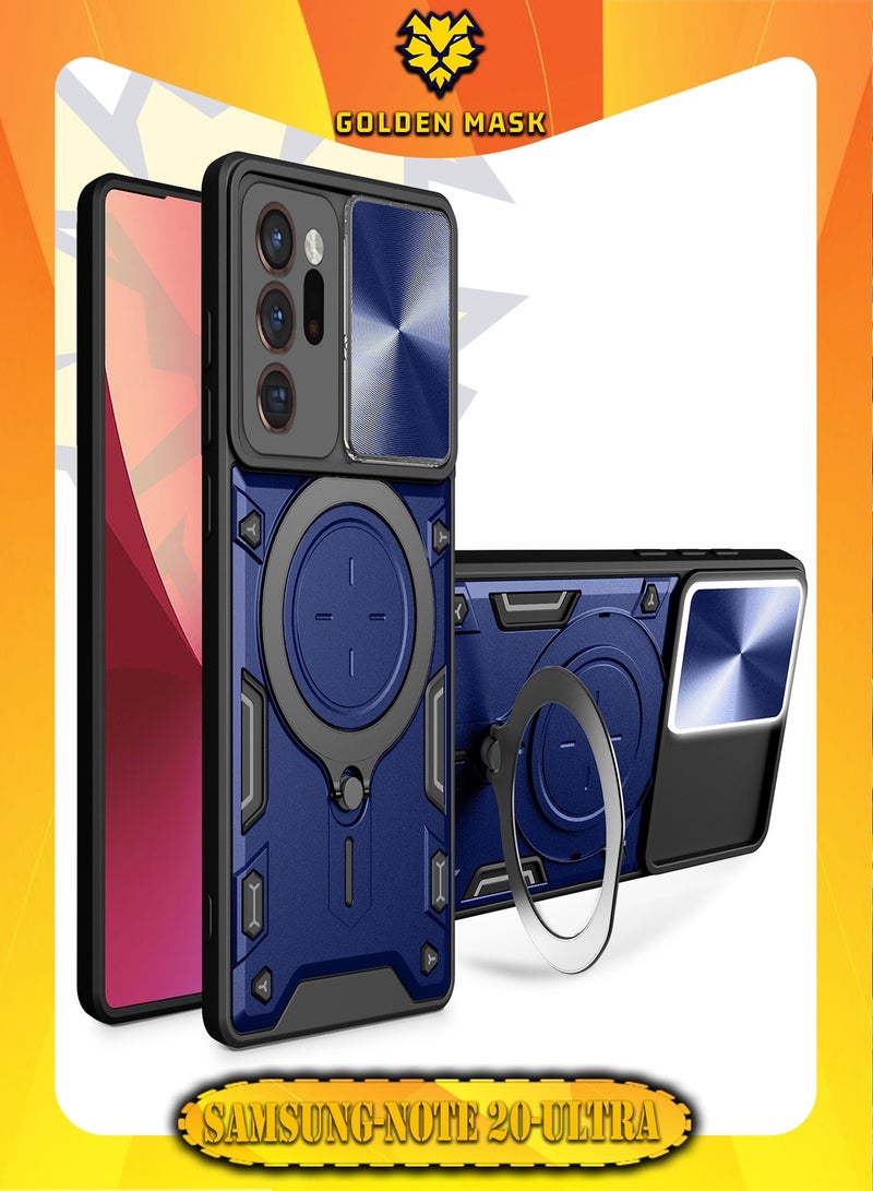 GOLDEN MASK For Samsung Galaxy Note20 Ultra Armored Camera Shield Cover Camera Lend Protection, Built-in 360° (Blue)