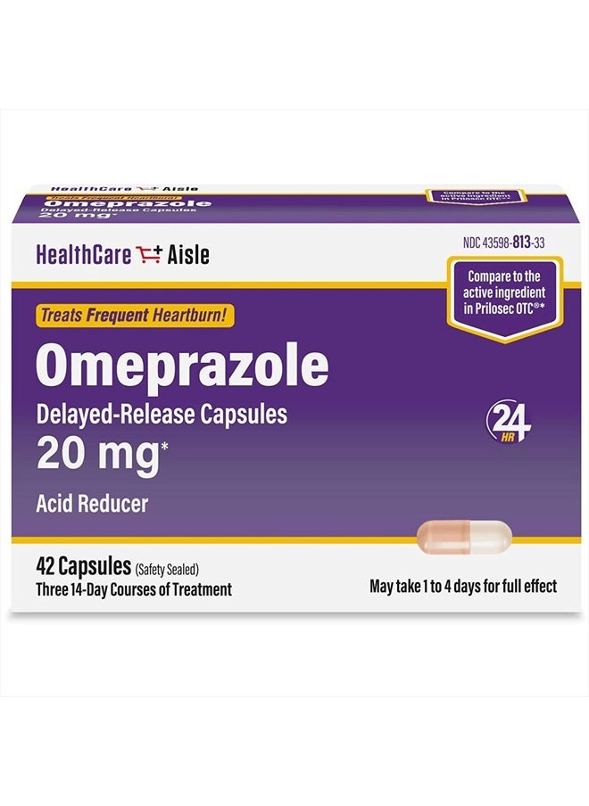 HealthCareAisle - Omeprazole 20 mg, 42 Delayed-Release Capsules - Acid Reducer, 42 Count - Pack Of 1 - Image 1