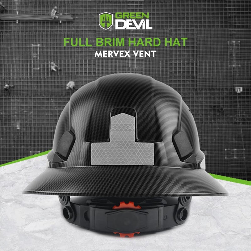 GREEN DEVIL Full Brim Hard Hat Vented Construction Safety Helmet OSHA Approved Cascos De Construccion Work Hardhat for Men&Women 6 Point Adjustable Ratchet Suspension Custom Pattern Design - Image 5