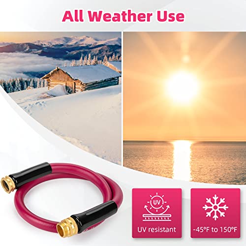 WELLUCK Garden Hose 5/8 in x 3 ft, Heavy Duty Durable Anti Kink Flexible Garden Water Hose for Drinking Water Safe BPA Free, All-weather Lightweight Water Hose for Garden RV Camper Marine - Image 4