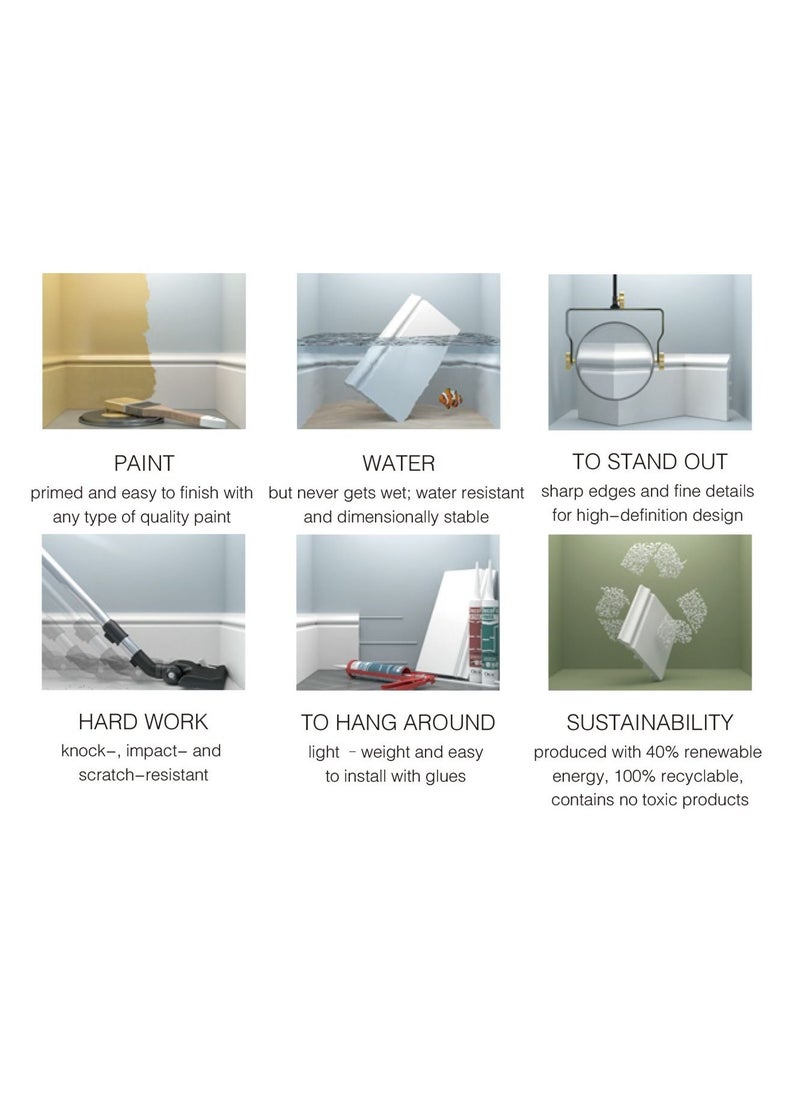 Naseel World - Polystyrene Skirting Board/Baseboard - Size: 15*1.5*240 cm - 5 Pieces - Image 1