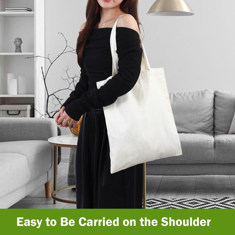 FF Sgdfc 2 Pcs Canvas Tote Bags, Natural Color Tote Bags 15 x 16 inch Sustainable Eco Friendly reusable, for Grocery Bags, DIY Gift Bags, Shopping Bags (Natural Colour) - Image 2