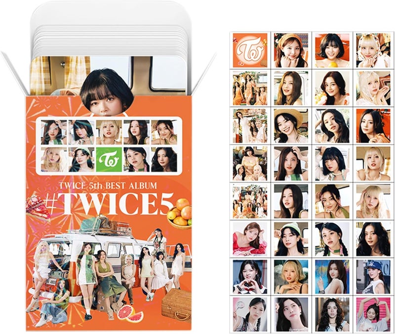 KPOPBP بطاقات تصوير TWICE5 ألبوم بطاقات كيبوب هدية لمشجعي Once، مجموعة بطاقات ليمو 60 قطعة مع 32 قطعة ملصق - Image 2