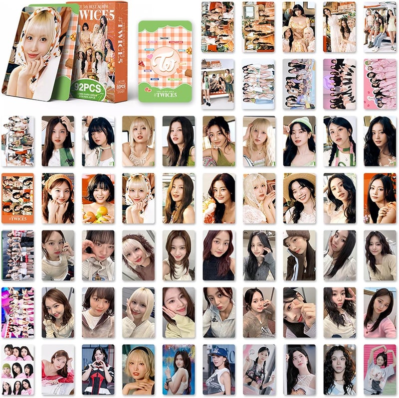 KPOPBP بطاقات تصوير TWICE5 ألبوم بطاقات كيبوب هدية لمشجعي Once، مجموعة بطاقات ليمو 60 قطعة مع 32 قطعة ملصق - Image 4