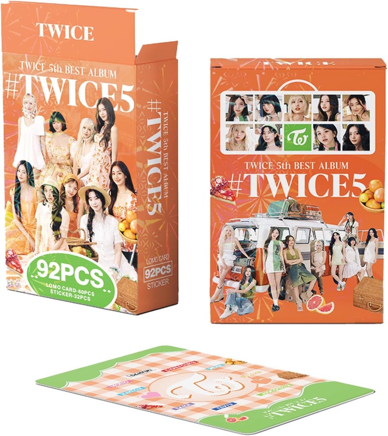 KPOPBP بطاقات تصوير TWICE5 ألبوم بطاقات كيبوب هدية لمشجعي Once، مجموعة بطاقات ليمو 60 قطعة مع 32 قطعة ملصق - Image 5