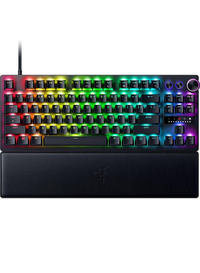 ريزر لوحة مفاتيح الألعاب الإلكترونية Huntsman V3 Pro TKL: مفاتيح بصرية تناظرية مع مشغل سريع وتشغيل قابل للتعديل - مفاتيح الوسائط والقرص - أغطية مفاتيح Doubleshot PBT - لوحة علوية من الألومنيوم - مسند للمعصم - أسود - Image 1