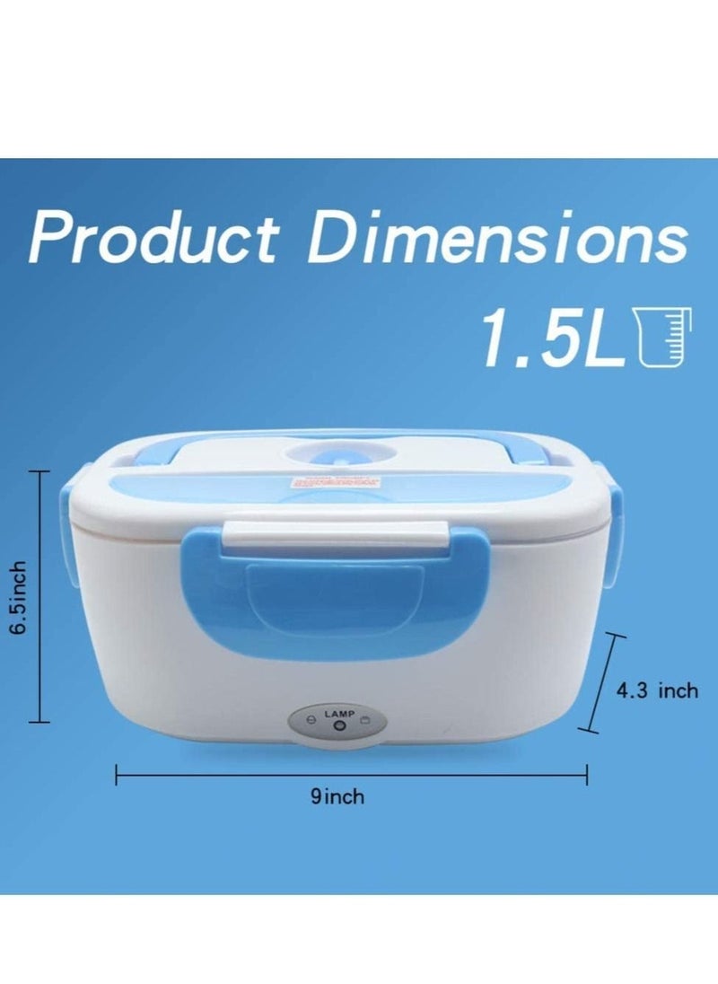 صندوق غداء كهربائي 2 في 1، سخان طعام محمول، حاوية غذائية، محول 12V 110V 40W، للاستخدام في السيارة والشاحنة والمنزل والعمل، ملعقة و2 حجرة مرفقة - Image 2
