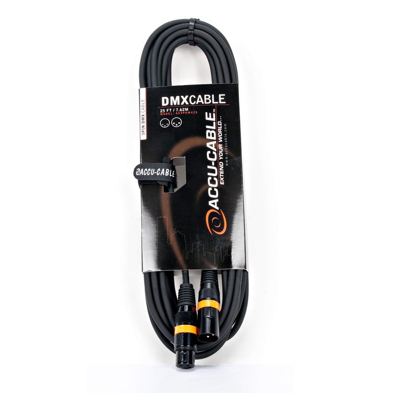 Accu-Cable Accu Cable 25 foot 3 pin true dmx cable rated at 110 ohms end to end to ensure no signal drop - Image 1