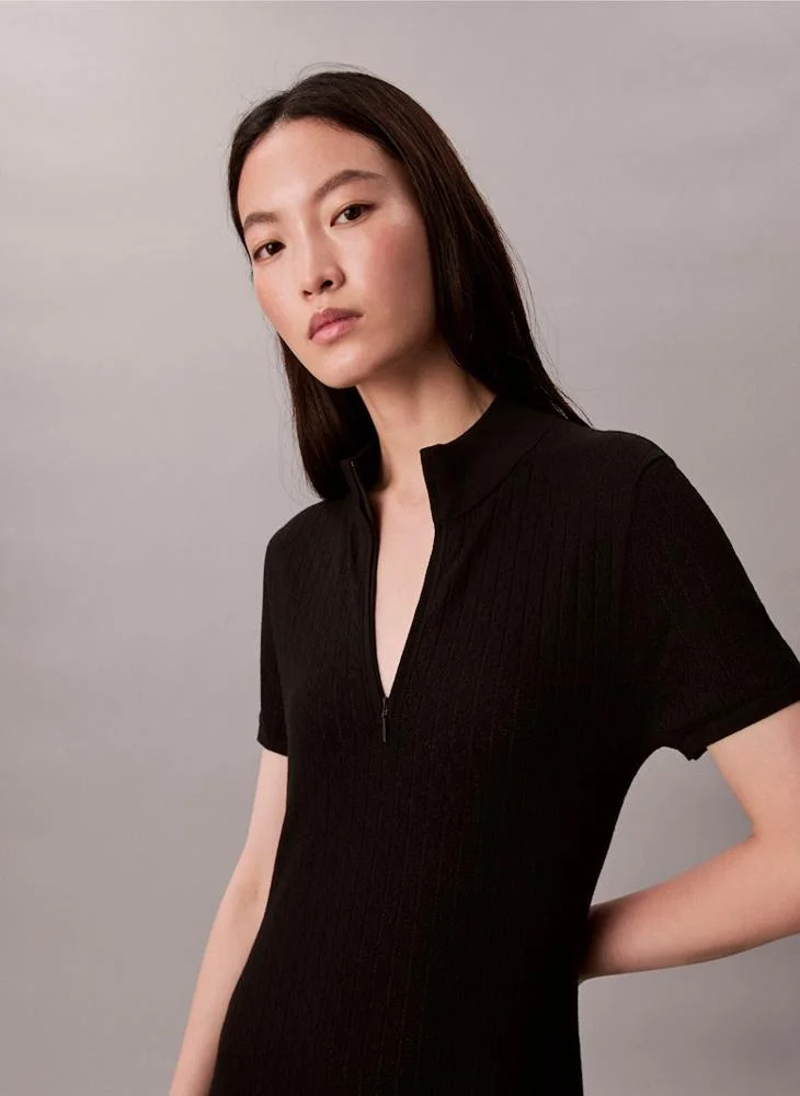 Calvin Klein Jeans  Half Zipped Short Sleeve Mini Dress for Women | Best Price UAE