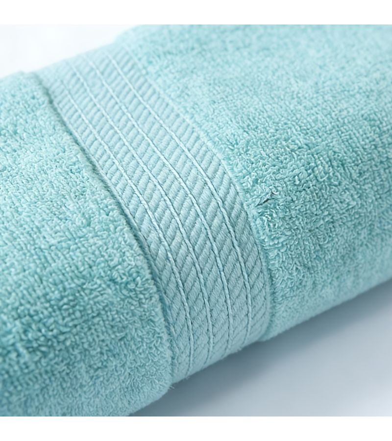 2pcs Pure Cotton Bathroom Towels 50x100cm in Khaki Water Blue Off White - Image 2