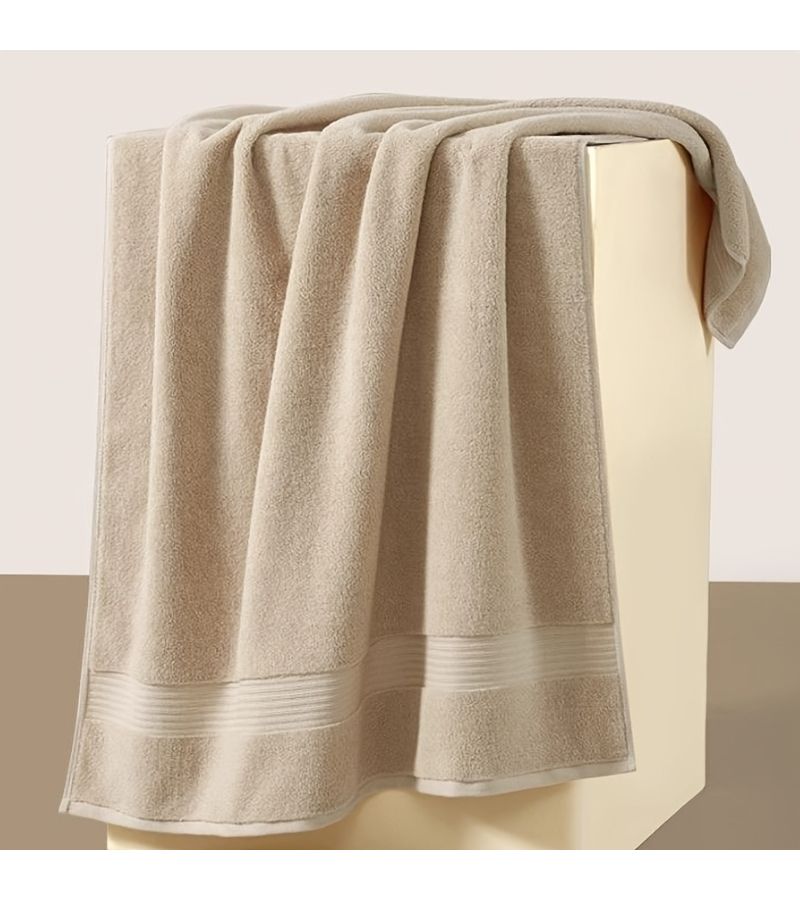 2pcs Pure Cotton Bathroom Towels 50x100cm in Khaki Water Blue Off White - Image 5