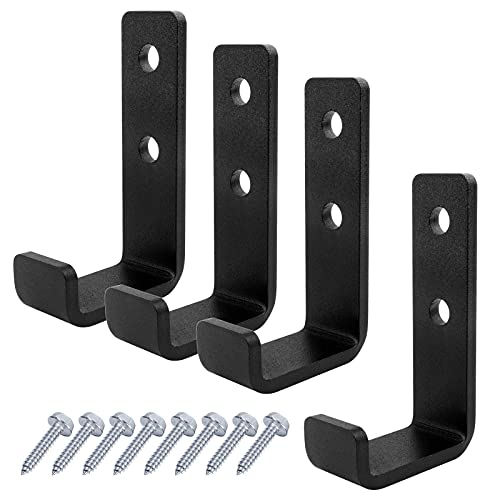 OTTFF 4 Pack 3-1/2" Heavy Duty Steel J Hook, Wall Mount Utility Hook for Hanging Home Gym Garage Storage, Black - Image 1