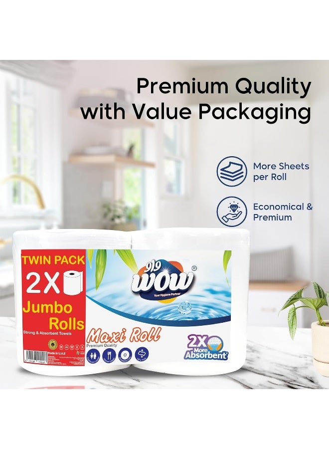 WOW Maxi Roll Twin Pack 2 Ply Jumbo Towels - Image 3