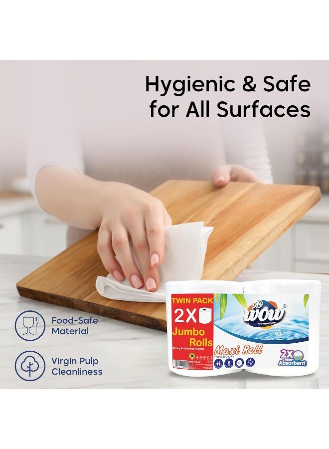 WOW Maxi Roll Twin Pack 2 Ply Jumbo Towels - Image 5