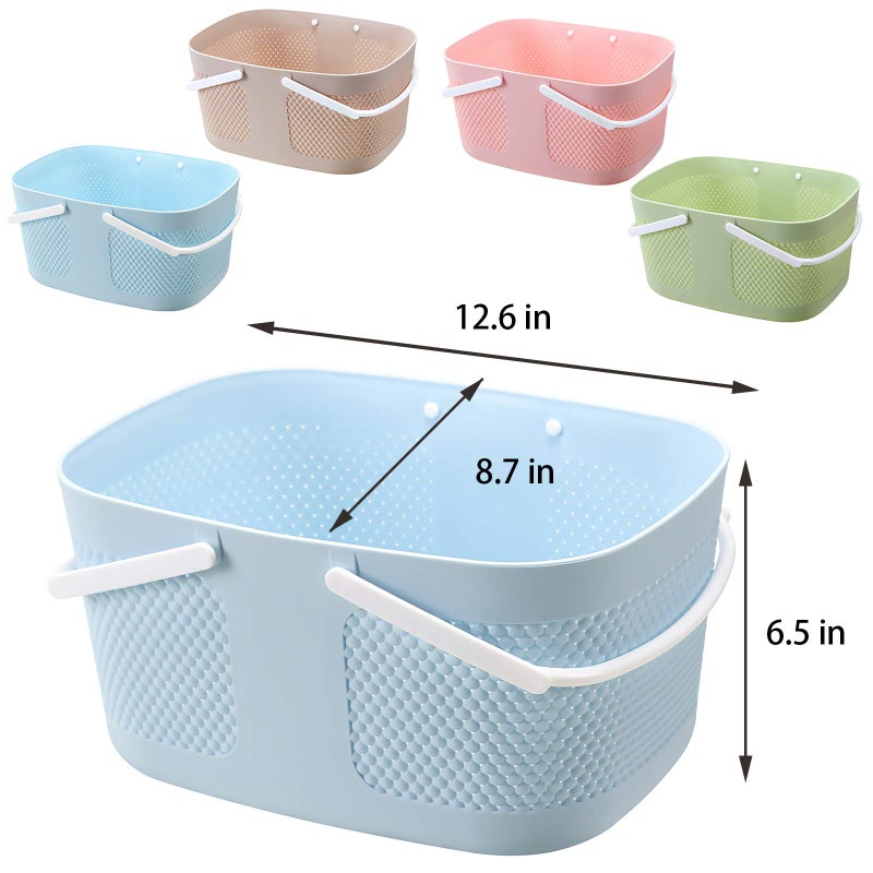 rejomiik Shower Caddy Basket  Portable Large Capacity Thickened Plastic Organizer Storage Tote with Handles Drainage Toiletry Bag Bin for Bathroom  College Dorm Room Essentials  Kitchen  Camp  Gym - Blue - Image 5