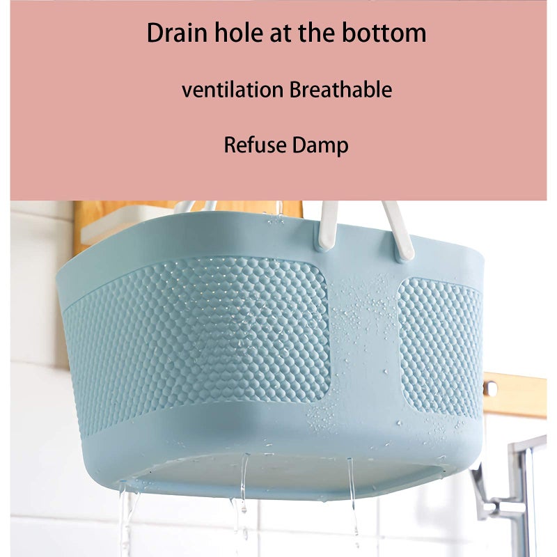 rejomiik Shower Caddy Basket  Portable Large Capacity Thickened Plastic Organizer Storage Tote with Handles Drainage Toiletry Bag Bin for Bathroom  College Dorm Room Essentials  Kitchen  Camp  Gym - Blue - Image 4