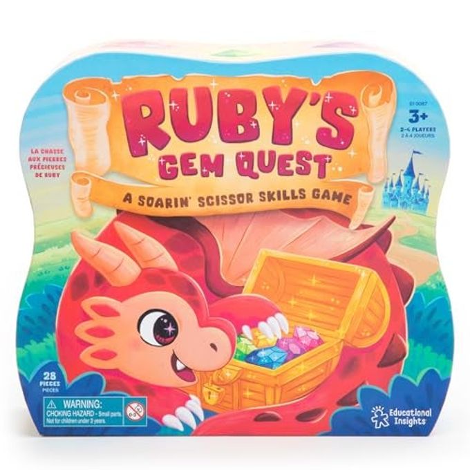 Educational Insights Ruby's Gem Quest Preschool Fine Motor Board Game for Kids, Learning Scissor Skills & Color Matching, Fun Family Game Night, Therapy Games & Tweezer Toys, for 2-4 Players Ages 3+ - Image 1