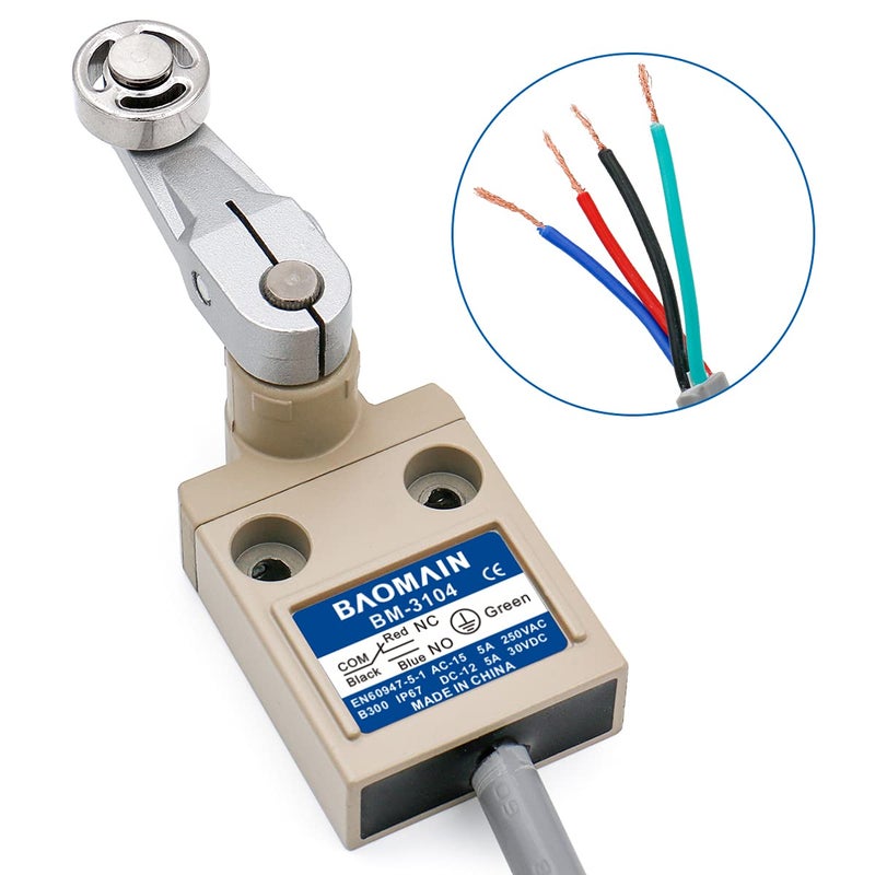 Baomain BM-3104 Limit Switch, TZ-3104 Roller Lever Plunger, Momentary SPDT 1NO+1NC IP67 Waterproof - Image 4