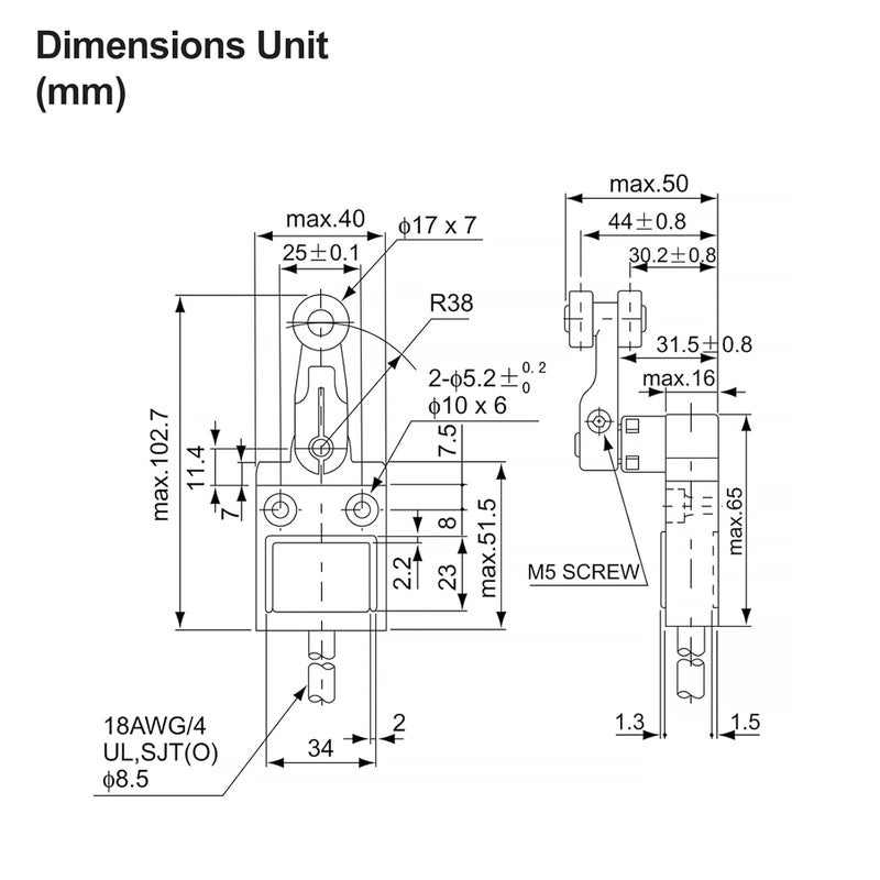 Baomain BM-3104 Limit Switch, TZ-3104 Roller Lever Plunger, Momentary SPDT 1NO+1NC IP67 Waterproof - Image 2
