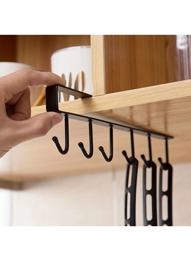 Black Over Cabinet Organizer 6 Tier Hooks Adhesive Mount Kitchen Pantry Storage - Image 5