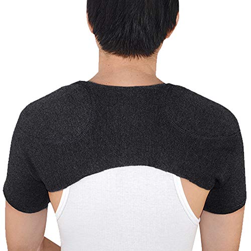 ITODA Knitted Double Shoulder Warm Compression Sleeve Wrap Recovery Office Home Knit Cashmere Guard for Rotator Cuff Shoulder Chronic Tendonitis Pain Relief - Image 1