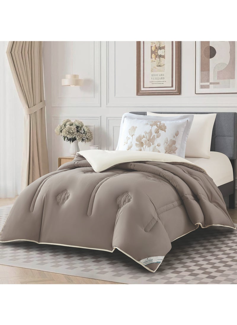دوناتيلا طقم مفرش ريجنت 4 قطع مقاس مفرد ونص 170 × 230 سم بحشوة ثابتة بيج فاتح  - Image 1