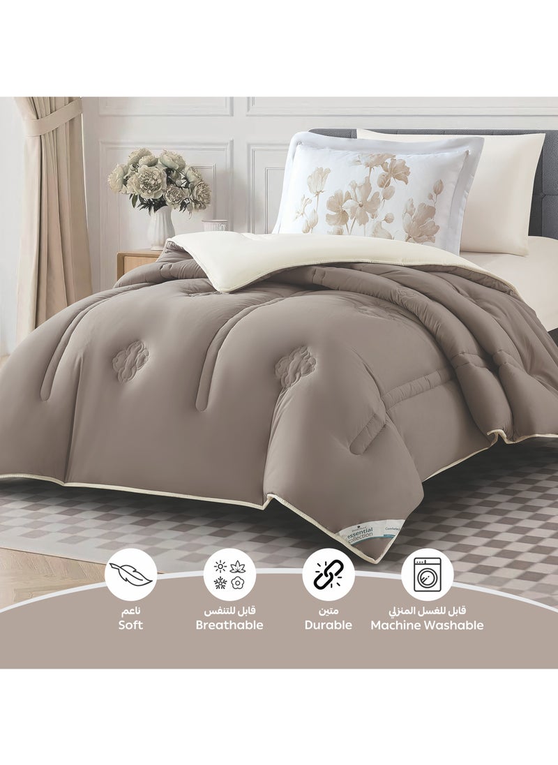 دوناتيلا - طقم مفرش ريجنت 4 قطع مقاس مفرد ونص 170 × 230 سم بحشوة ثابتة بيج فاتح - Image 1