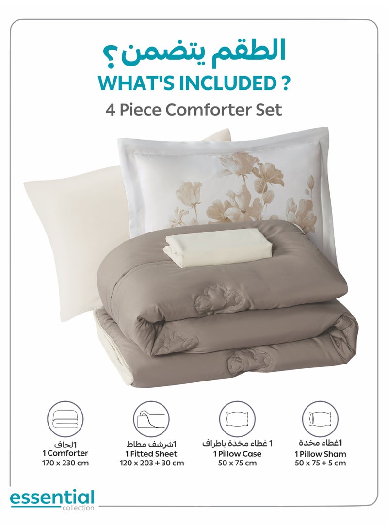 Donetella Bedding Comforter Set, Single Size Fits 120x200 cm - 4-Pcs Digital Print Quilted Bed Set, Microfiber Fabric - 1 Comforter, 1 Fitted Sheet, 1 Pillowcase And  1 Pillow Sham - Image 3