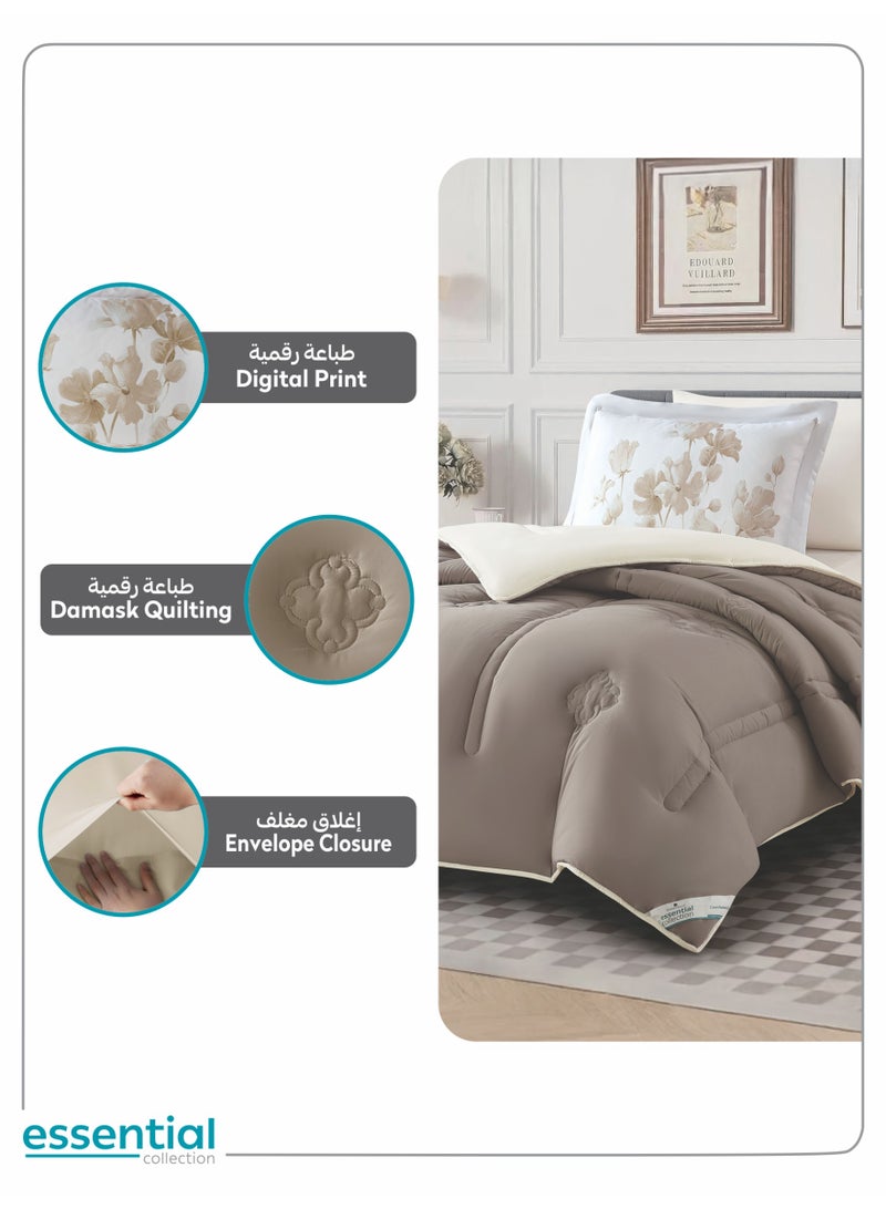 Donetella Bedding Comforter Set, Single Size Fits 120x200 cm - 4-Pcs Digital Print Quilted Bed Set, Microfiber Fabric - 1 Comforter, 1 Fitted Sheet, 1 Pillowcase And  1 Pillow Sham - Image 5