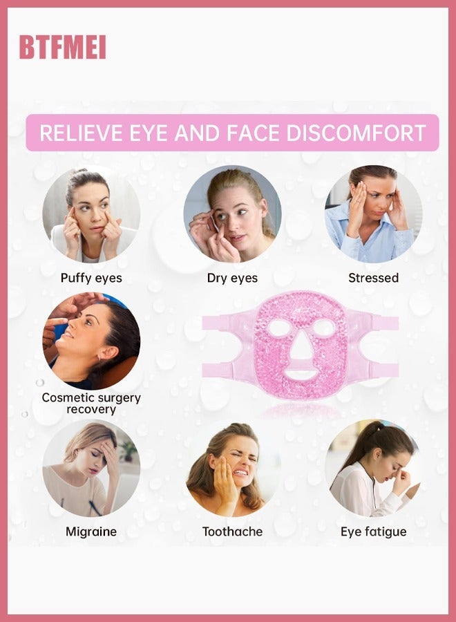 BTFMEI Face Eye Mask Ice Pack for Reducing Puffiness, Bags Under Eyes, Puffy Dark Circles, Migraine,Hot/Cold Pack with Soft Plush Backing - Image 4