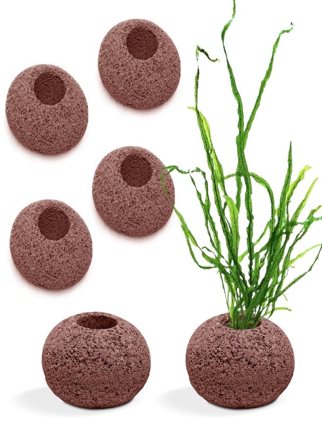 SHERY Stone Plant Weights for Aquarium Natural Rock Decorative Fish Tank Landscape Plant Weights 6 Pcs - Image 1