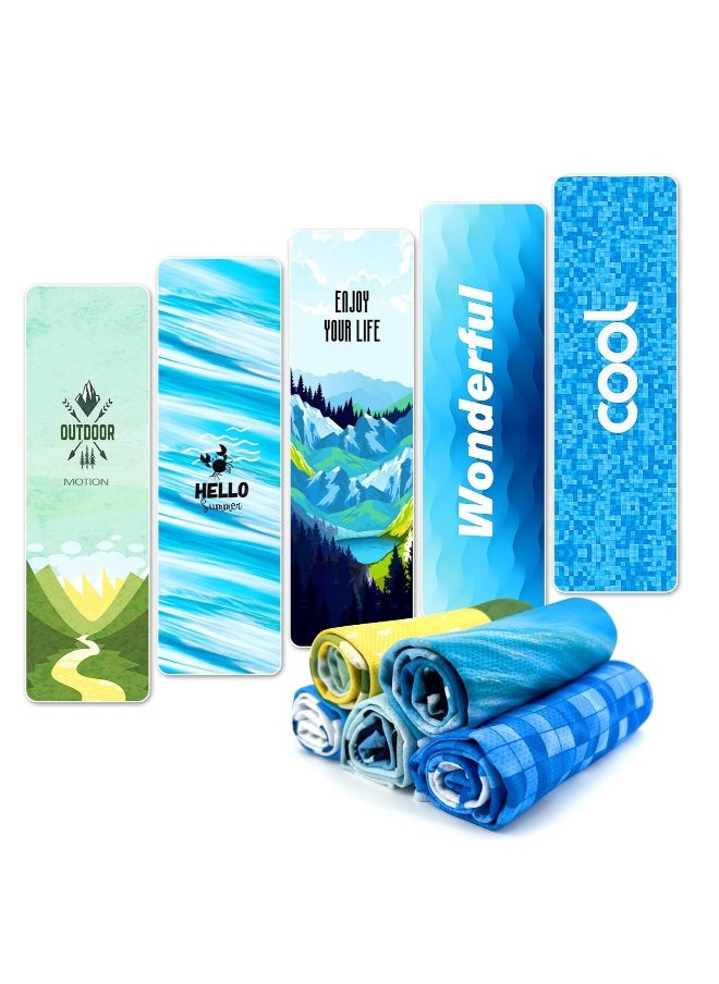 Generic Cooling Towel Set - 5 Pack Soft Microfiber Ice Towels for Neck, Fast Drying and Breathable, Lightweight Gym, Yoga, Running, Camping, and Fitness Sweat Towels. Perfect for Active Lifestyles!  - Image 1