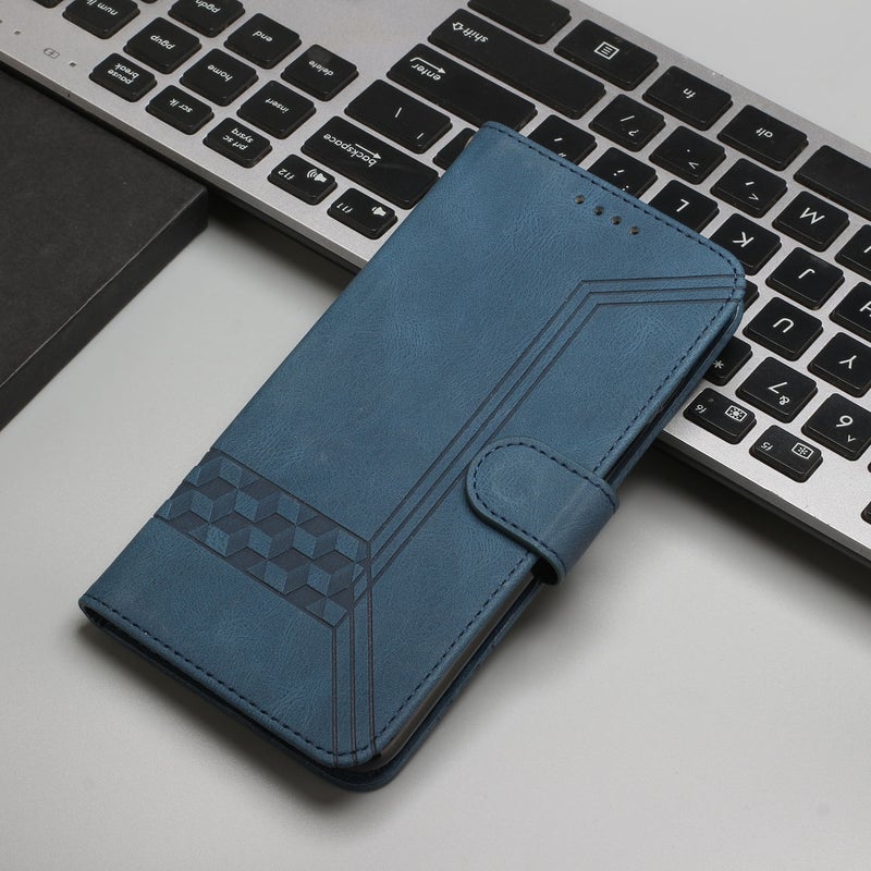 HuHa Protective Cover For Google Pixel 9 Pro Cubic Skin Feel Flip Leather Phone Case(Blue) - Image 2