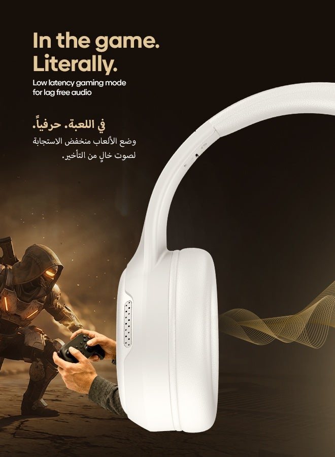 Faster S5-Pro ANC+ENC Wireless Over-Ear Headphones, Bluetooth 6.0+EDR, Low Latency Music Gaming, 3EQ Sound, Voice Assistant, 40mm Drivers, 61H Playtime, Adjustable Headband (Beige) - Image 4