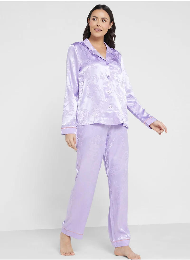 CHELSEA PEERS Printed Shirt & Pyjama Set