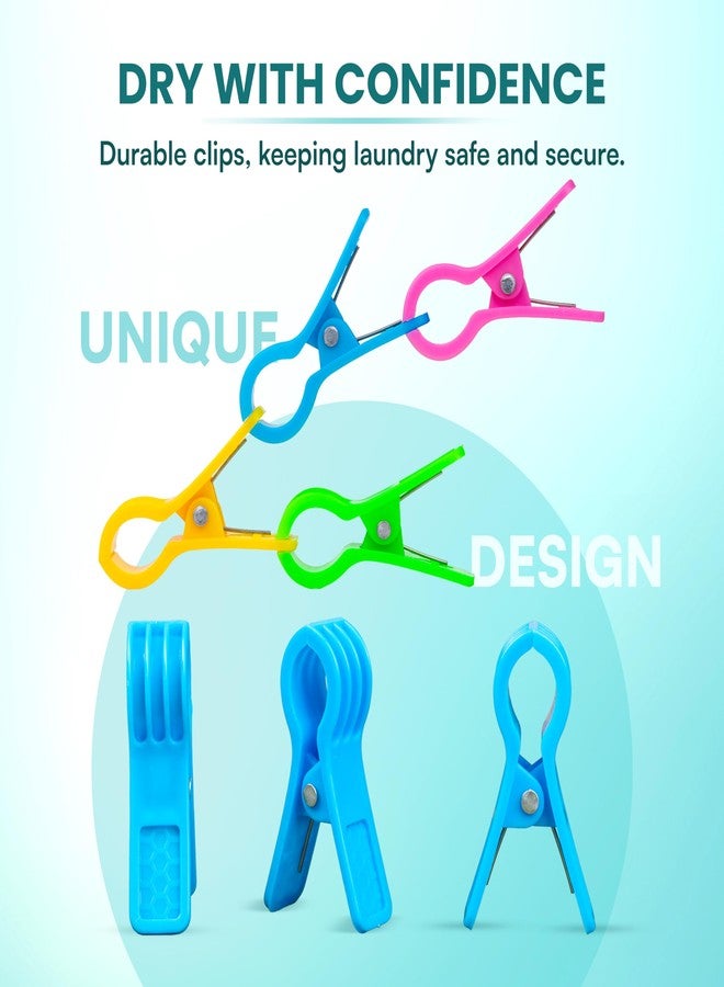 WEWEL®Premium Cloth Clips for Drying Clothes - Ora Clip Multipurpose Clothe Pins for Indoor and Outdoor Use, Strong and Durable Clippers for Hanging Come with Storage Box: 20 pc - Image 2