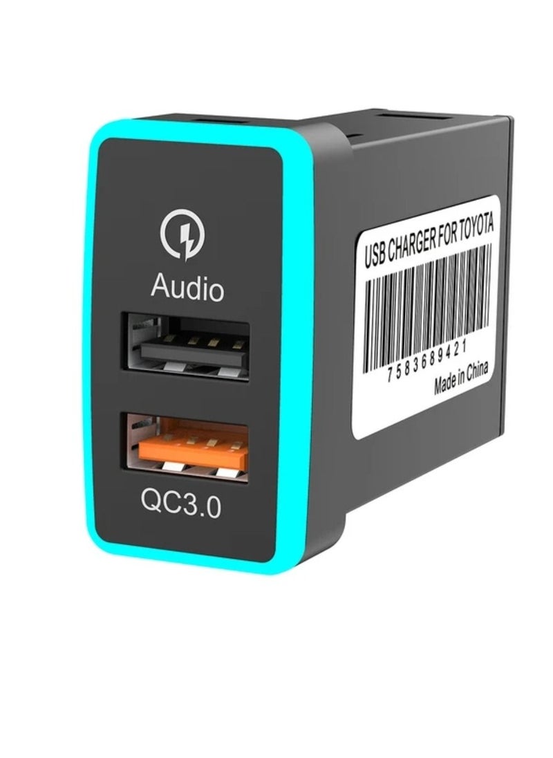 RAYMOS Toyota Socket Charger With USB Audio Video Android Screen USB Support 44MM 22MM Quick Charger Port With Audio USB Interface Toyota Old Models  - Image 2