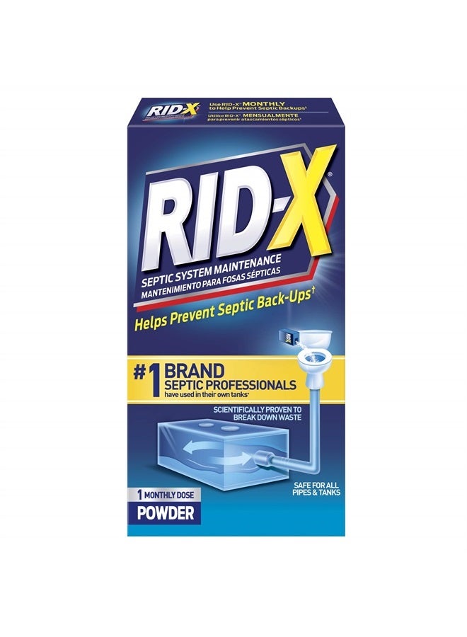 Rid-X علاج RID-X للصرف الصحي، علاج خزان الصرف الصحي، إمداد شهر واحد من المسحوق، 9.8 أونصة - Image 1