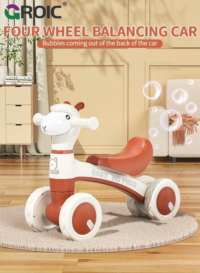 GROIC Baby Balance Bike with Bubble Machine,Mini Bike No Pedal Bike,Four-wheeled Balance Bike,Baby Bike Toys with Music & Light, Bike to Train Baby from Standing to Running - Image 2