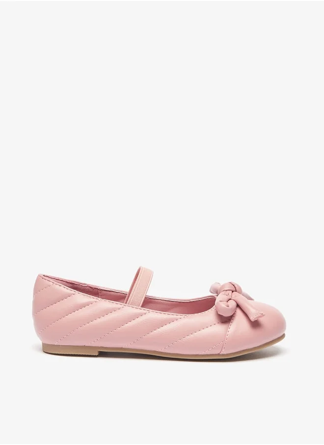 جونيورز Girls Quilted Round Toe Ballerina Shoes with Bow Detail