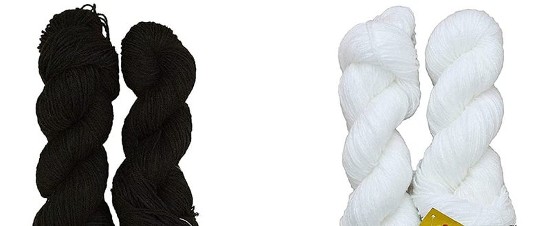 Vardhman Original Brilon Black 200 gm Brilon White 200 gm Combo Pack Woolen Crochet Yarn Thread Best Used with Knitting Needles Crochet Needles Vardhman Wool Yarn for Knitting Best Woolen Thread