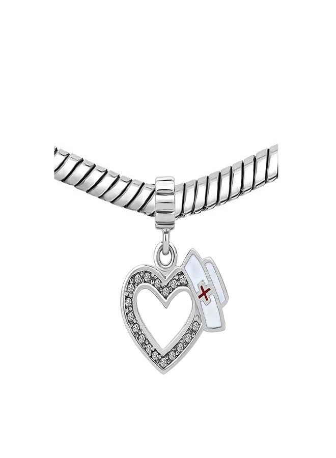 KunBead Love Heart Nurse Hat Cross Dangle Charms Beads Compatible with Pandora Bracelets - Image 3
