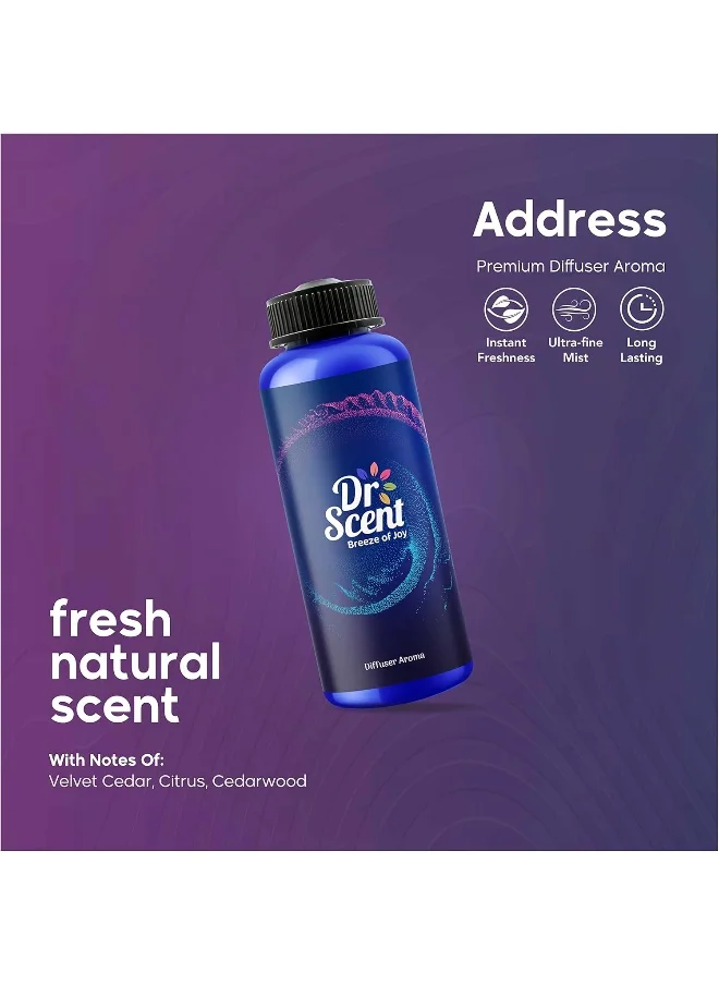 Dr Scent Dr Scent Breeze of Joy Diffuser Aroma Address – Velvet Cedar, Citrus, and Cedarwood Fragrance | Made in the UK (500ml) Perfect for Offices, Homes, Shops, Hotel Rooms & Small Lobbies