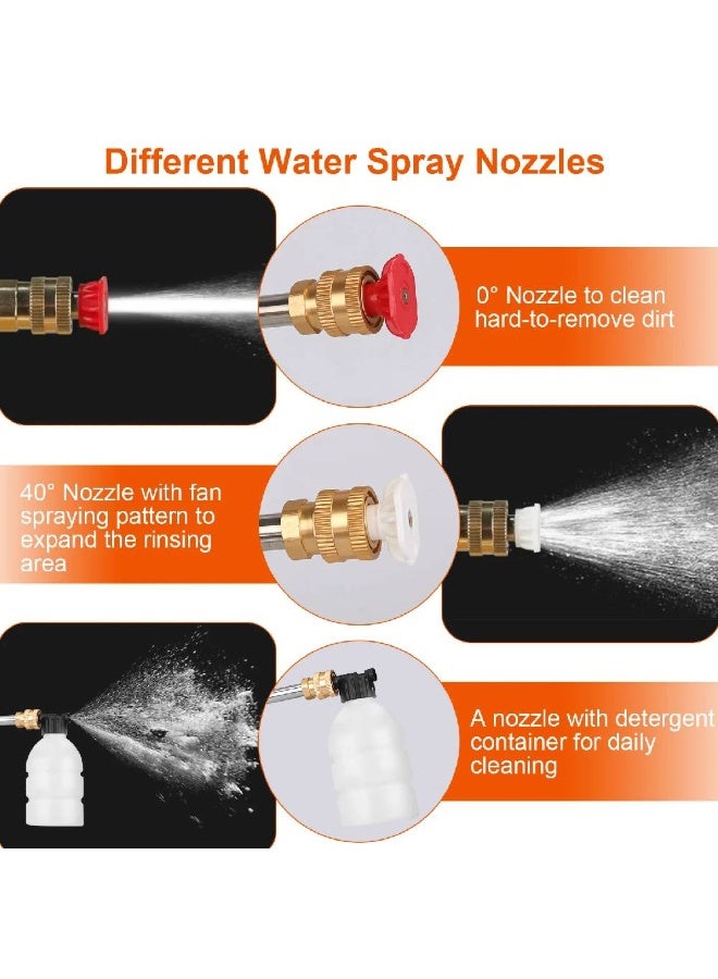 HYX 1Pc Cordless Pressure Washer Portable Electric Power Washer High Pressure Water Sprayer 363PSI Car Washer Cleaner with 12000mAh Rechargeable Battery and Charger 2 Nozzles - Image 4