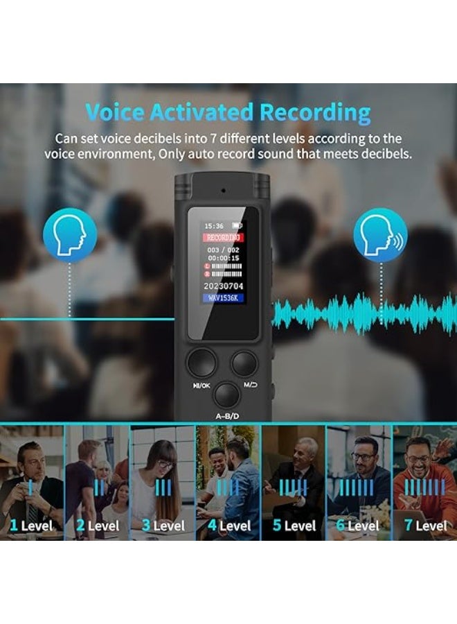 ASINNO 64GB Digital Voice Recorder, Voice Activated, MP3 Player, USB-C, Noise Cancellation, Password Protection - Image 4
