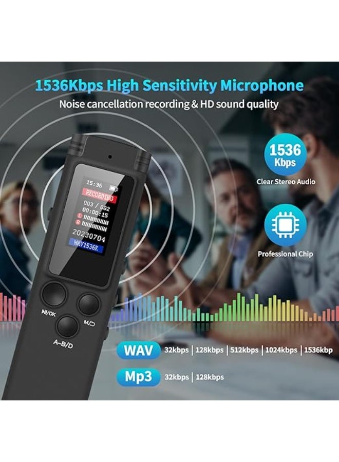 ASINNO 64GB Digital Voice Recorder, Voice Activated, MP3 Player, USB-C, Noise Cancellation, Password Protection - Image 5