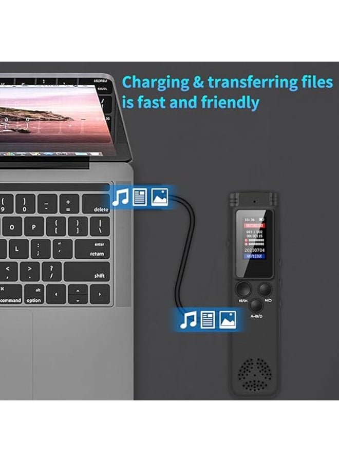 ASINNO 64GB Digital Voice Recorder, Voice Activated, MP3 Player, USB-C, Noise Cancellation, Password Protection - Image 2