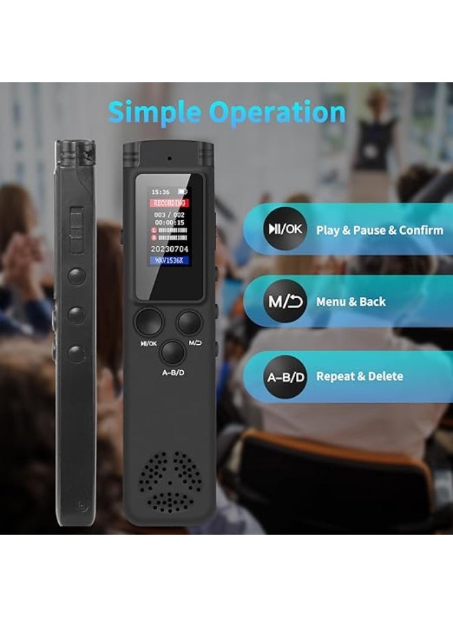 ASINNO 64GB Digital Voice Recorder, Voice Activated, MP3 Player, USB-C, Noise Cancellation, Password Protection - Image 3