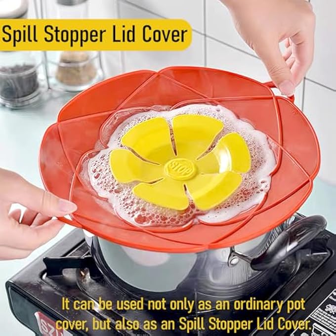nalaina 2 Pcs Spill Stopper Lid Cover Boil Over Silicone Lids Boil Safeguard Lid Cover Multifunction Heat Resistant Splatter Lid For Pots Pans Skillets Cooking Kitchen ToolGreen And Red - Image 3