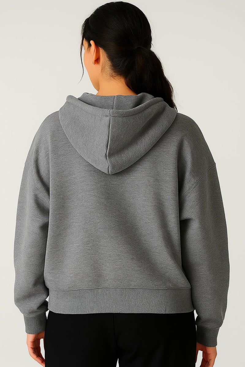 ADBUCKS Women's Oversized Winter Jacket Sweatshirts Casual Drawstring Clothes Zip Up Hoodie with Front Pocket Ii Womens Hoodies Ii (in, Alpha, 5XL, Dark Grey) - Image 4